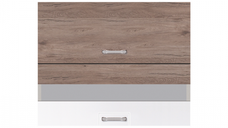 Corp superior ECO-42G, 2 usi, corp stejar sonoma, fronturi alb lucios + stejar sanremo, 90x32x72 cm