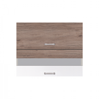 Corp superior ECO-42G, 2 usi, corp stejar sonoma, fronturi alb lucios + stejar sanremo, 90x32x72 cm - 1