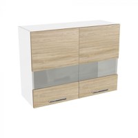 Corp suspendat 80 YANA, 2 usi, geam, corp alb, fronturi sonoma, 80x30x60 cm - 1