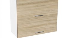 Corp suspendat 80 YANA, 2 usi rabatabile, corp alb, fronturi sonoma, 80x30x60 cm