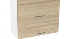 Corp suspendat 80 YANA, 2 usi rabatabile, corp alb, fronturi sonoma, 80x30x60 cm