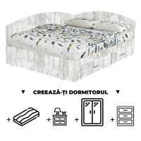Creeaza-ti Dormitorul ALMA, pin antichizat, de la Pat Colt Alma 140x200 cm, cu 2 sertare laterale pe role, adauga Saltea, Noptiere, Comoda, Dulap - 1