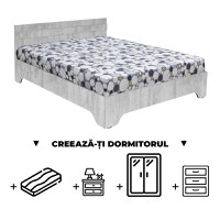 Creeaza-ti Dormitorul ALMA, pin antichizat, de la Pat cu picioare Alma 140x200 cm, adauga Saltea, Noptiere, Comoda, Dulap - 1