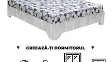 Creeaza-ti Dormitorul ALMA, pin antichizat, de la Pat cu picioare Alma 160x200 cm, adauga Saltea, Noptiere, Comoda, Dulap