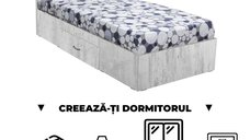 Creeaza-ti Dormitorul ALMA, pin antichizat, de la Pat cu sertar Alma 120x200 cm, adauga Saltea, Noptiere, Comoda, Dulap