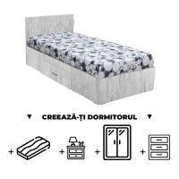 Creeaza-ti Dormitorul ALMA, pin antichizat, de la Pat cu sertar Alma 120x200 cm, adauga Saltea, Noptiere, Comoda, Dulap - 1