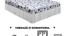 Creeaza-ti Dormitorul ALMA, pin antichizat, de la Pat cu sertar Alma 160x200 cm, adauga Saltea, Noptiere, Comoda, Dulap