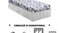 Creeaza-ti Dormitorul ALMA, pin antichizat, de la Pat cu sertar Alma 90x200 cm, adauga Saltea, Noptiere, Comoda, Dulap