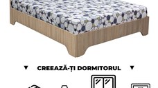Creeaza-ti Dormitorul ALMA, sonoma deschis, de la Pat cu picioare Alma 140x200 cm, adauga Saltea, Noptiere, Comoda, Dulap
