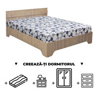 Creeaza-ti Dormitorul ALMA, sonoma deschis, de la Pat cu picioare Alma 140x200 cm, adauga Saltea, Noptiere, Comoda, Dulap - 1