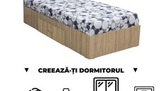 Creeaza-ti Dormitorul ALMA, sonoma deschis, de la Pat cu sertar Alma 120x200 cm, adauga Saltea, Noptiere, Comoda, Dulap