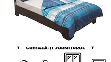 Creeaza-ti Dormitorul ALMA, sonoma inchis + sonoma deschis, de la Pat cu picioare Alma 120x200 cm, adauga Saltea, Noptiere, Comoda, Dulap
