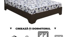 Creeaza-ti Dormitorul ALMA, sonoma inchis + sonoma deschis, de la Pat cu picioare Alma 140x200 cm, adauga Saltea, Noptiere, Comoda, Dulap