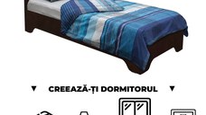 Creeaza-ti Dormitorul ALMA, sonoma inchis + sonoma deschis, de la Pat cu picioare Alma 90x200 cm, adauga Saltea, Noptiere, Comoda, Dulap