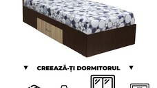 Creeaza-ti Dormitorul ALMA, sonoma inchis + sonoma deschis, de la Pat cu sertar Alma 120x200 cm, adauga Saltea, Noptiere, Comoda, Dulap