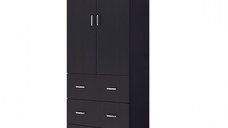Dulap 70, 2 usi, 3 sertare, rafturi, wenge, 70x35x180 cm