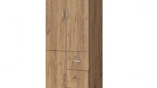 Dulap 70, 3 usi, 3 sertare, 5 rafturi, stejar, 70x35x180 cm