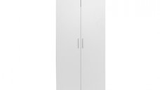 Dulap ALMA 2 usi, 5 rafturi, bara de haine, alb, 80x52x203 cm