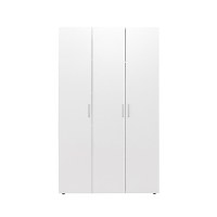 Dulap ALMA L, 3 usi, 6 rafturi, bara de haine, alb, 120x52x203 cm - 1