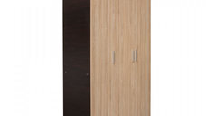 Dulap ALMA L, 3 usi, 6 rafturi, bara de haine, corp sonoma inchis, fronturi sonoma deschis, 120x52x203 cm