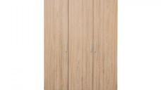 Dulap ALMA L, 3 usi, 6 rafturi, bara de haine, sonoma, 120x52x203 cm
