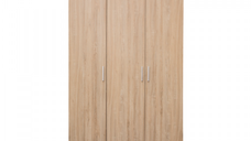 Dulap ALMA L, 3 usi, 6 rafturi, bara de haine, sonoma, 120x52x203 cm