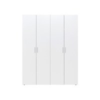 Dulap ALMA L, 4 usi, 6 rafturi, bara de haine, alb, 160x52x203 cm - 1