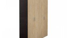 Dulap ALMA L, 4 usi, 6 rafturi, bara de haine, corp sonoma inchis, fronturi sonoma deschis, 160x52x203 cm