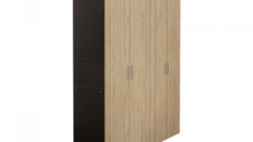 Dulap ALMA L, 4 usi, 6 rafturi, bara de haine, corp sonoma inchis, fronturi sonoma deschis, 160x52x203 cm