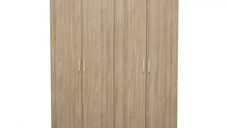 Dulap ALMA L, 4 usi, 6 rafturi, bara de haine, sonoma, 160x52x203 cm