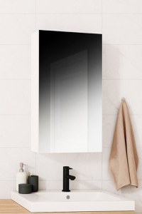 Dulap baie, 1 usa, oglinda, alb, 40x14x68 cm - 1