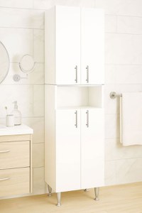 Dulap baie seria 002, 4 usi, alb, 35x31.6x166 cm - 1