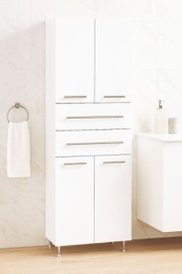Dulap baie seria 008, front MDF, 4 usi, 2 sertare, alb 60x31.6x180 cm - 1