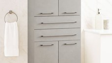 Dulap baie seria 008, front MDF, 4 usi, 2 sertare, taupe, 60x31.6x180 cm
