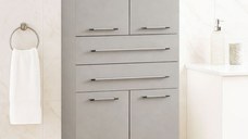 Dulap baie seria 008, front MDF, 4 usi, 2 sertare, taupe, 60x31.6x180 cm