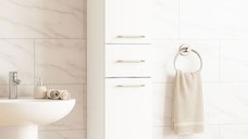 Dulap baie seria 010, front MDF, 2 usi, 1 sertar, alb, 30x31.6x180 cm