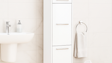 Dulap baie seria 020, 3 usi, alb, 30x30x180 cm
