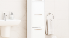 Dulap baie seria 020, 3 usi, alb, 30x30x180 cm