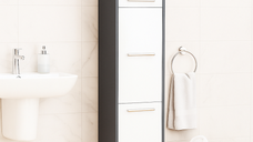 Dulap baie seria 020, 3 usi, alb + antracit, 30x30x180 cm