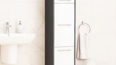 Dulap baie seria 020, 3 usi, alb + antracit, 30x30x180 cm