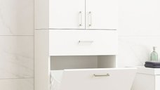 Dulap baie seria 021, 3 usi, 1 sertar, alb, 64x37x170 cm