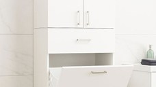 Dulap baie seria 021, 3 usi, 1 sertar, alb, 64x37x170 cm
