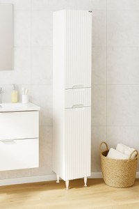 Dulap baie seria 033, front MDF, 2 usi, 1 sertar, alb, 30x31.6x180 cm - 1