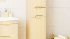 Dulap baie seria 033, front MDF, 2 usi, 1 sertar, crem, 30x31.6x180 cm