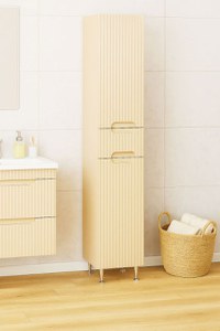 Dulap baie seria 033, front MDF, 2 usi, 1 sertar, crem, 30x31.6x180 cm - 1