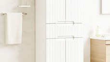 Dulap baie seria 033, front MDF, 4 usi, 1 sertar, alb, 60x31.6x166 cm