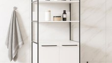 Dulap baie seria 740, cadru metalic, front MDF, 2 usi, alb, 67x37x190 cm