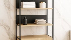 Dulap baie seria 760, cadru metalic, front MDF, 2 usi, antracit + sonoma, 67x37x190 cm