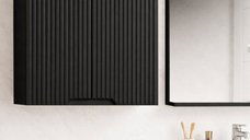 Dulap baie suspendat 033, 2 usi, negru, 60x22x68 cm, front MDF