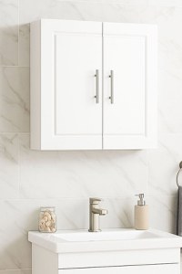 Dulap baie suspendat ANDRE, front MDF, 2 usi, alb, 60x17x60 cm - 1